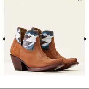 Ariat Tan and Patterned Ankle Booties